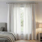Luxury Ivory Linen Mix Pleated Semi-Sheer Curtain