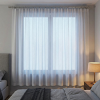 White Textured Slub Sheer Voile Curtains
