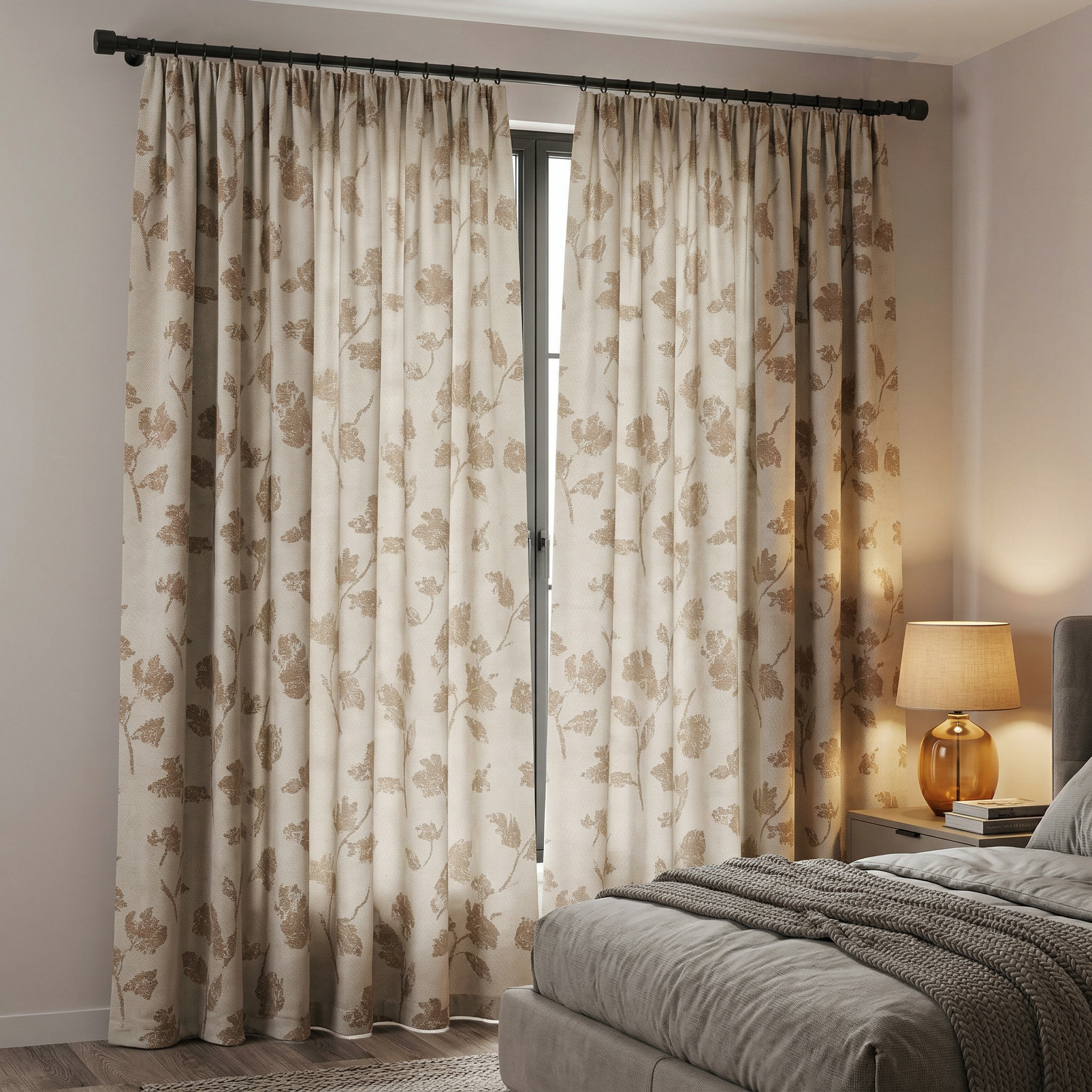 Dusky Floral Leaf Curtains