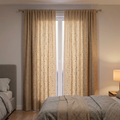 Luxury Natural Brown Tufted Linen Mix Pleated Curtains