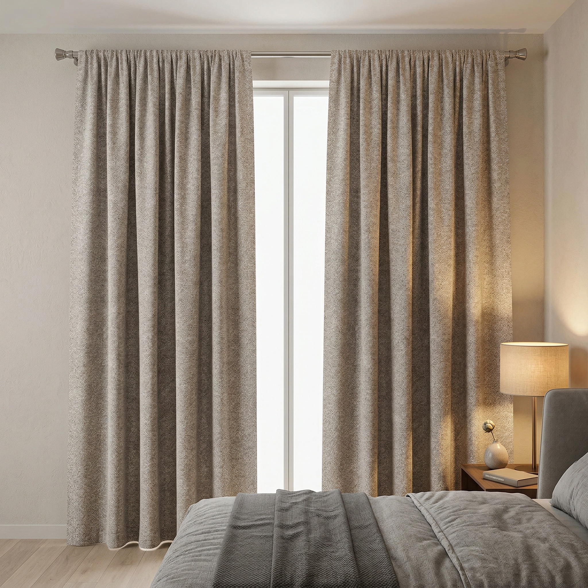 Natural Oatmeal Herringbone Linen Blend Cotton Curtains