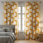 Dixon Yellow Geometric Linen Curtains