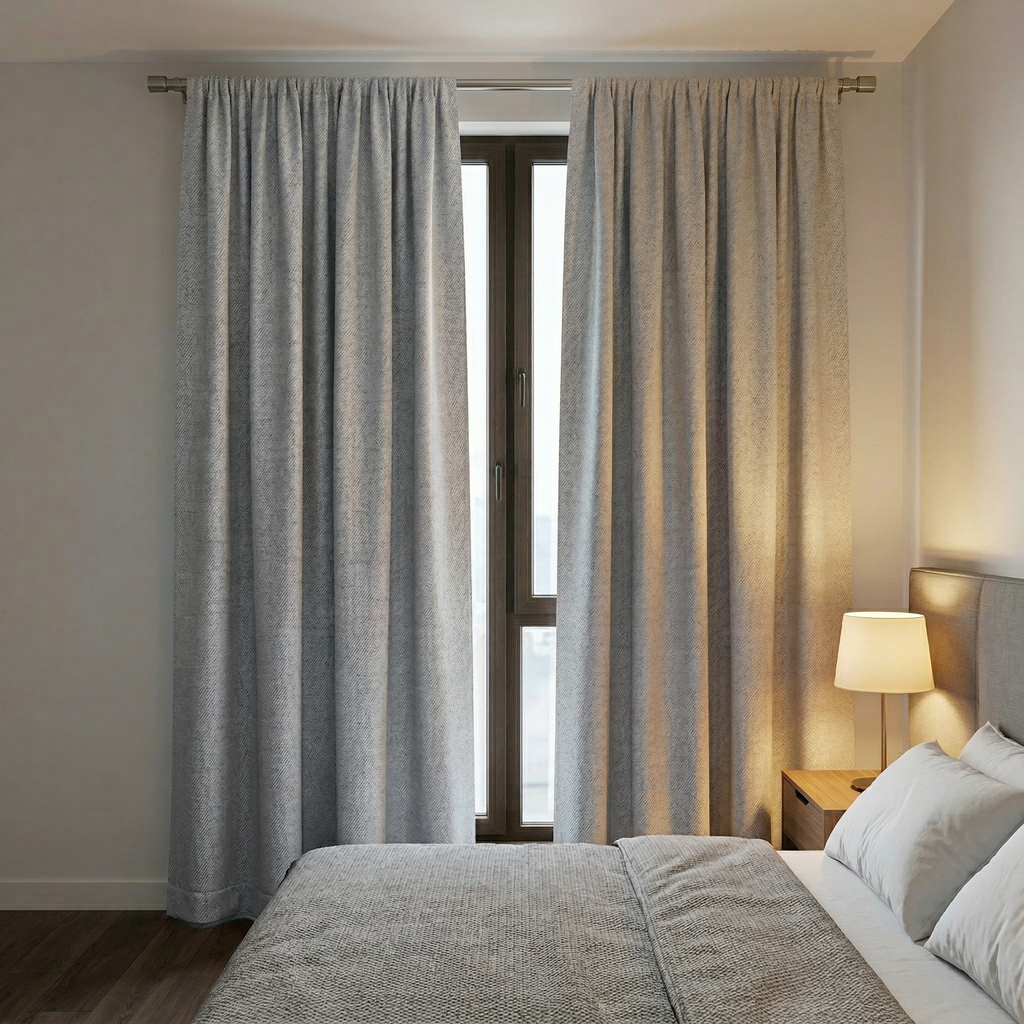Minimalist Light Gray Fine Slub Weave Curtains