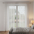 White Embroidered Voile with Lace Trim Curtains