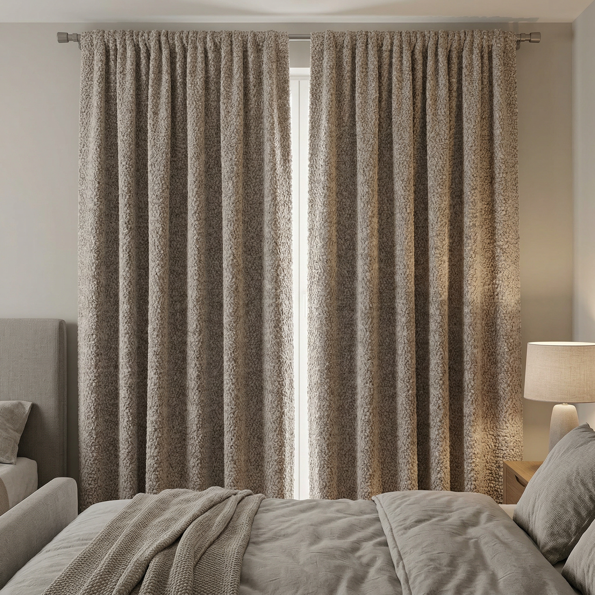 Natural Chunky Ribbed Knit Textured Curtains