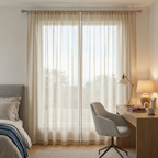 Mink Distressed Slub Tulle Sheer Curtains