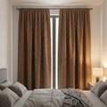 Chestnut Brown Textured Linen Blend Cotton Curtains