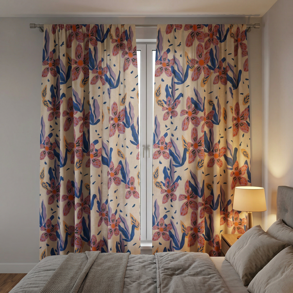 Abstract Floral Pattern Curtains