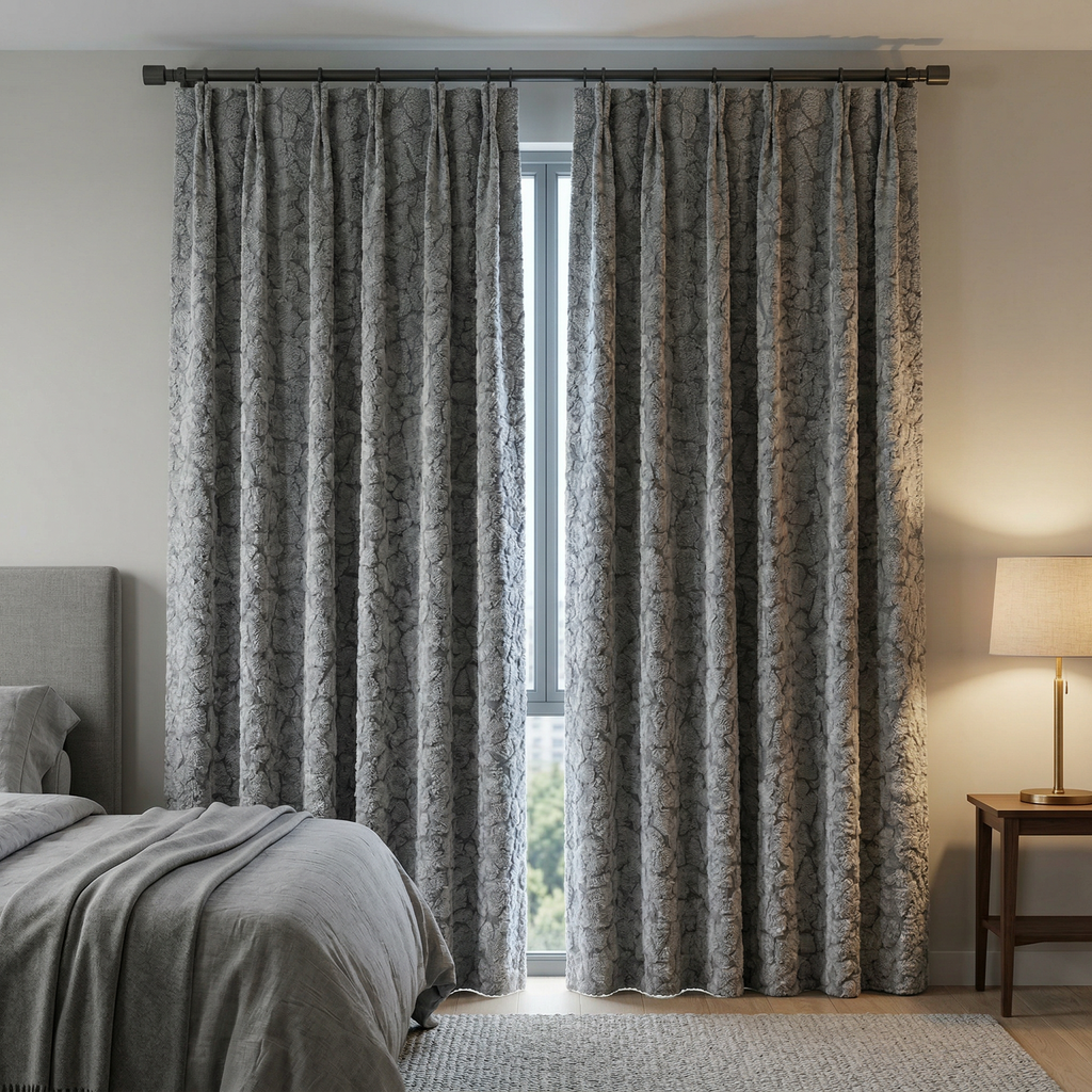 Abstract Grey Crackle Curtains