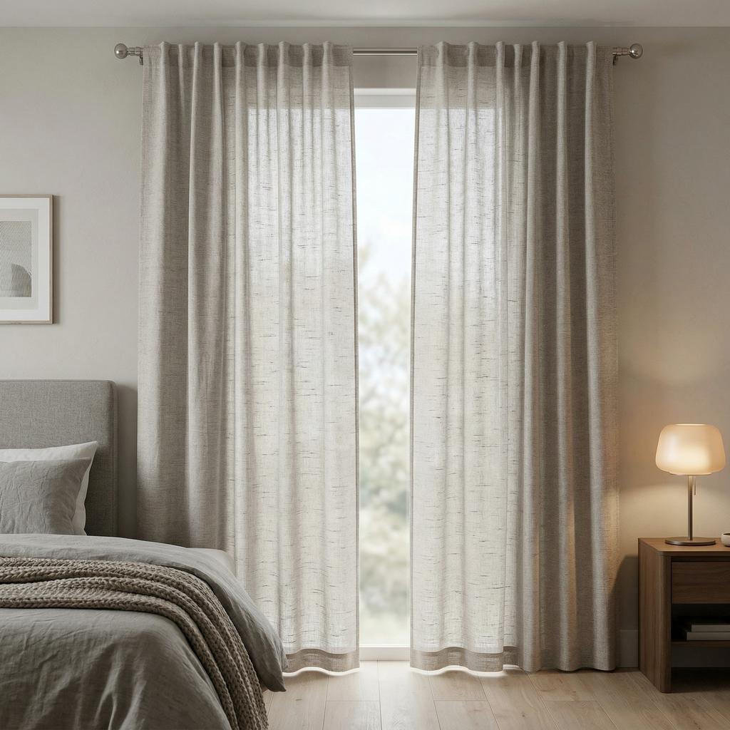 Sophisticated Oatmeal Shimmer Textured Curtains