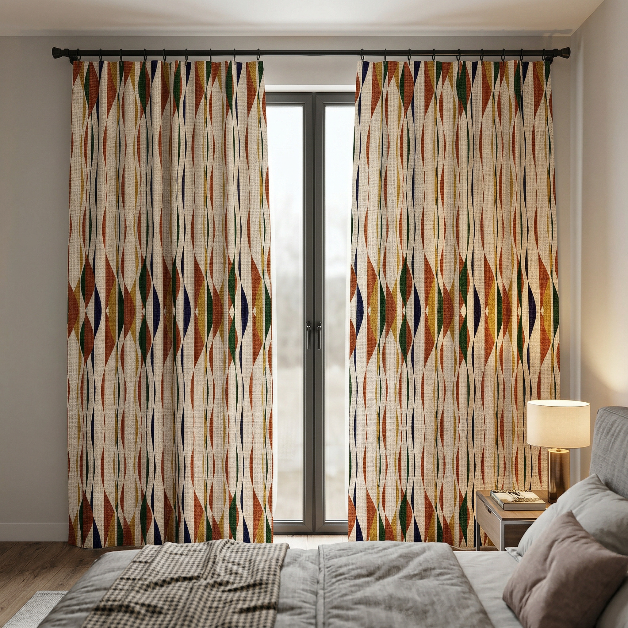 Abstract Wavy Patten Curtain Curtains