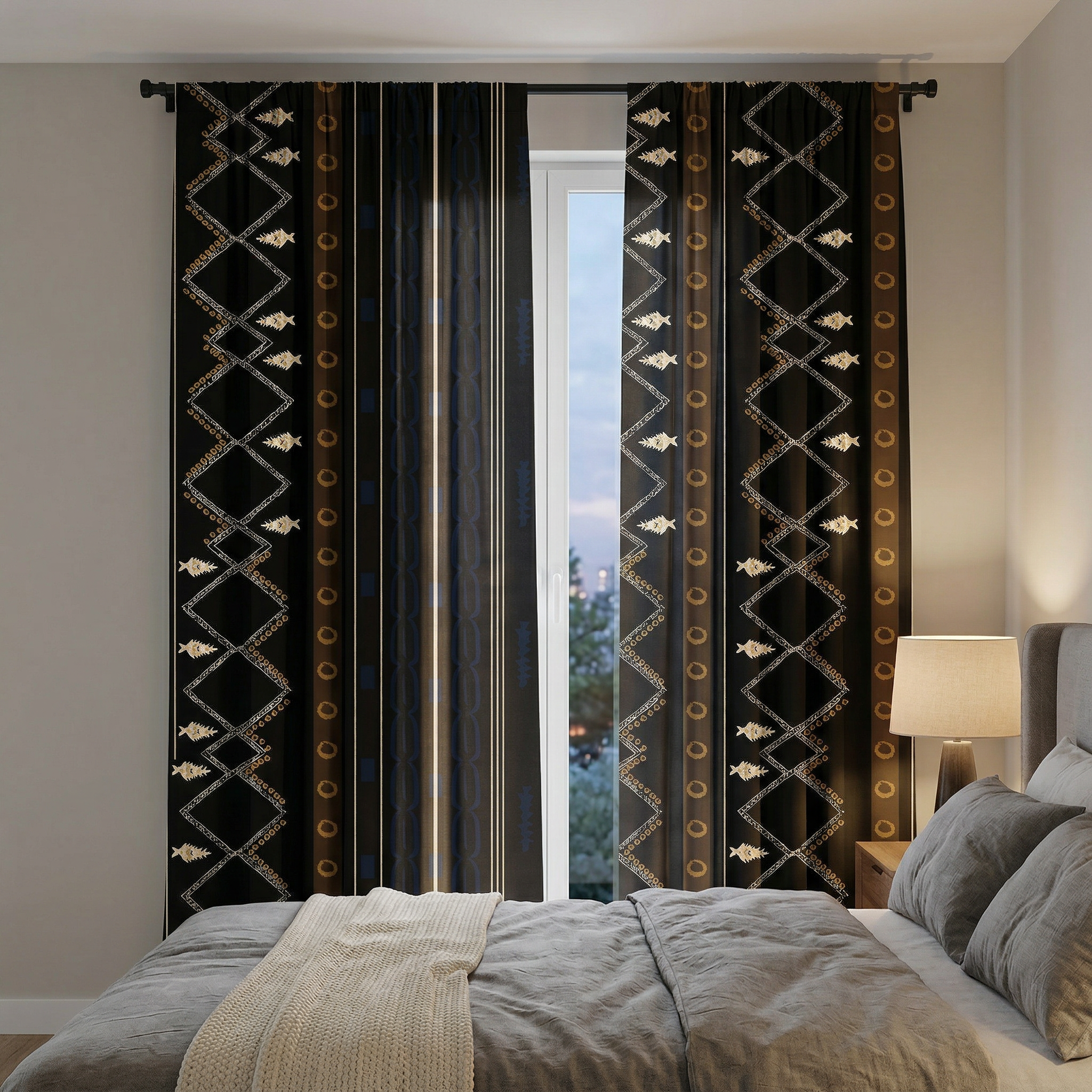 Contemporary Black And Gold Curtains