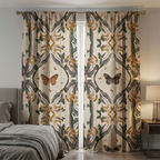 Bohemian Butterfly & Leaf Print Curtains