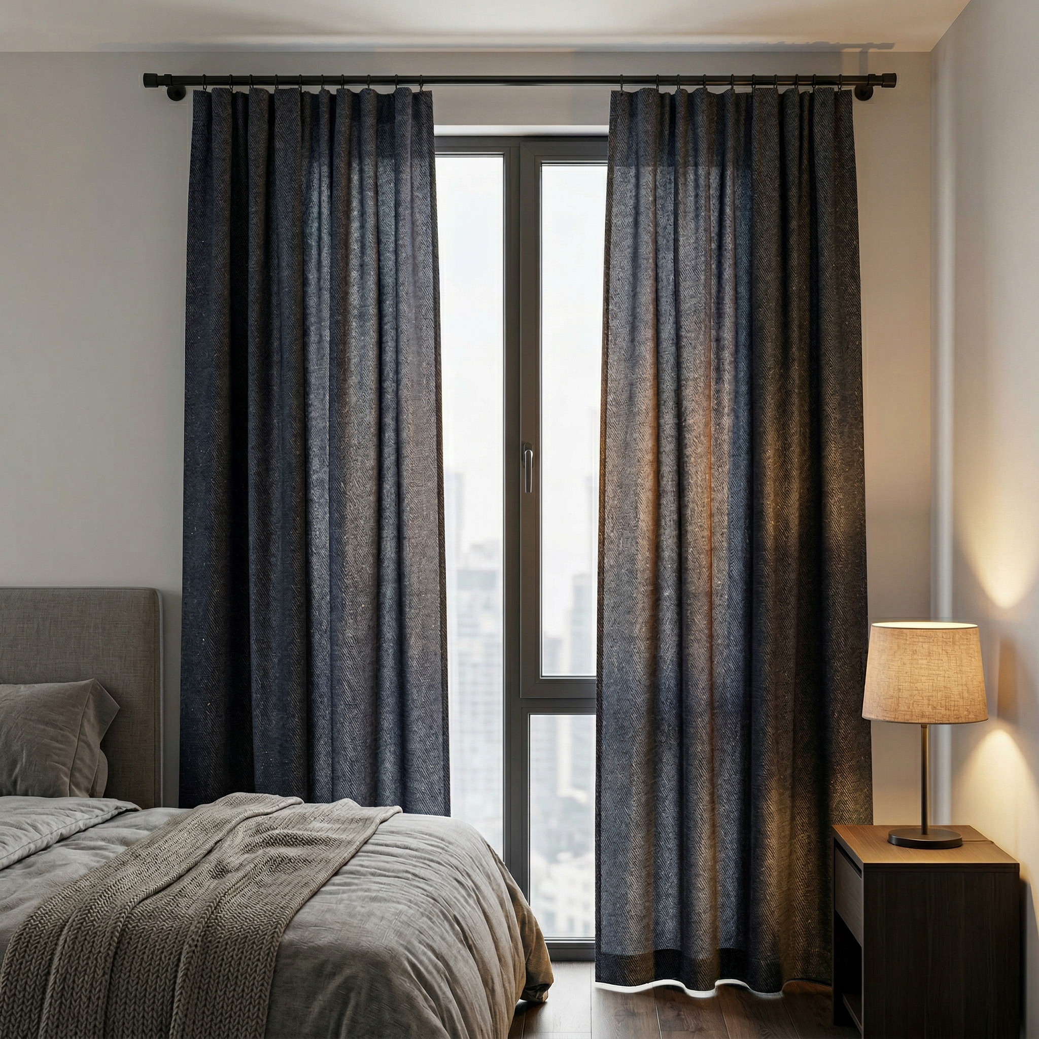 Fine Slub Weave Modern Curtains