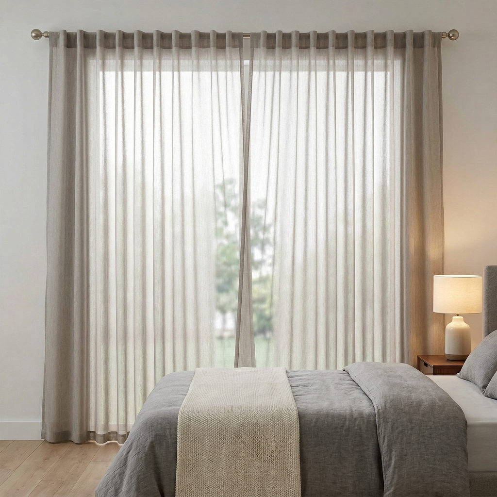 Soft Wave Effect Linen Cotton Sheer Curtains
