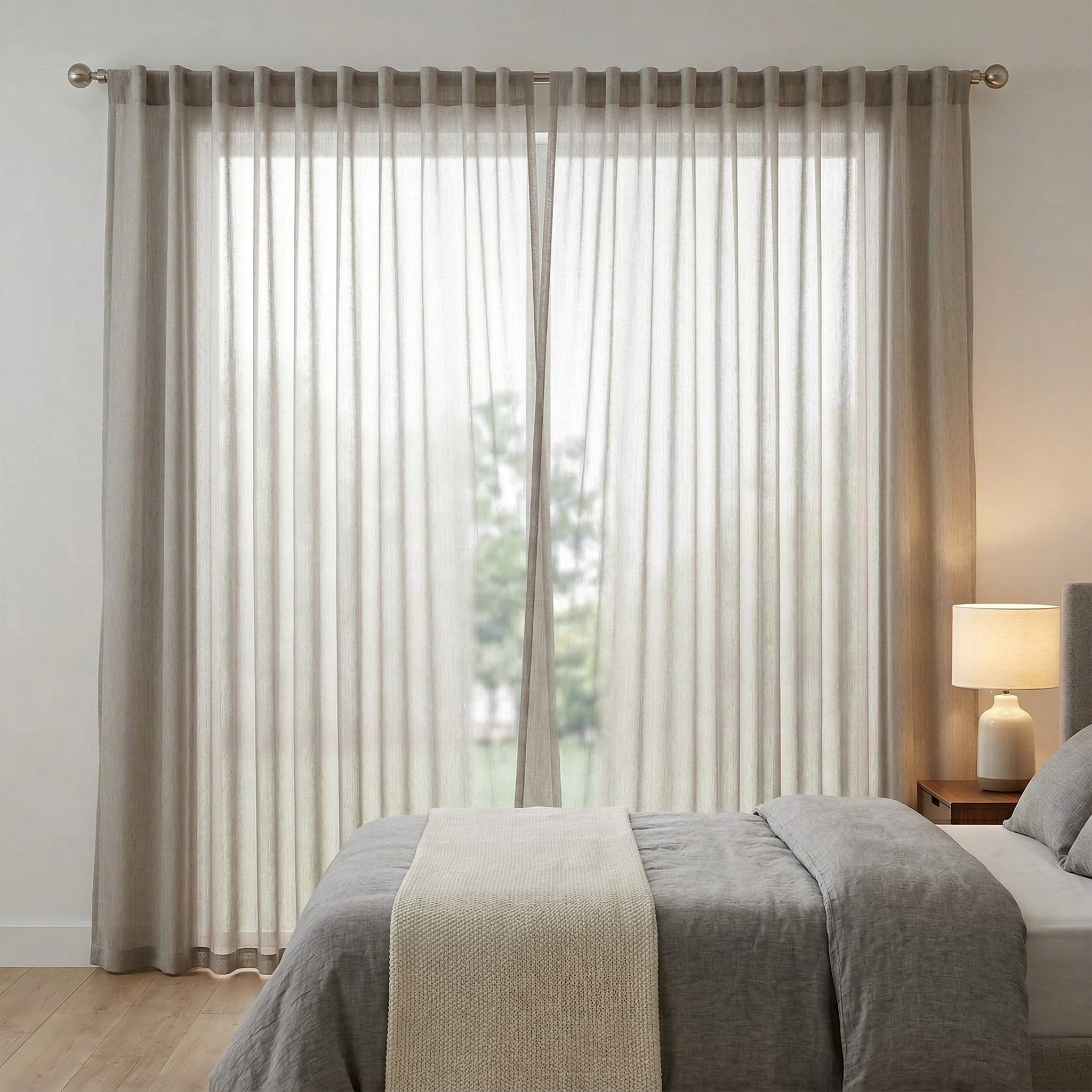 Soft Wave Effect Linen Cotton Sheer Curtains