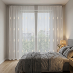 Scalloped Edge Embroidered Tulle Sheer Curtains