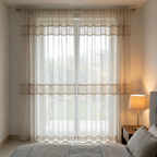 Evelyn Cream Textured Stripe Voile Curtains