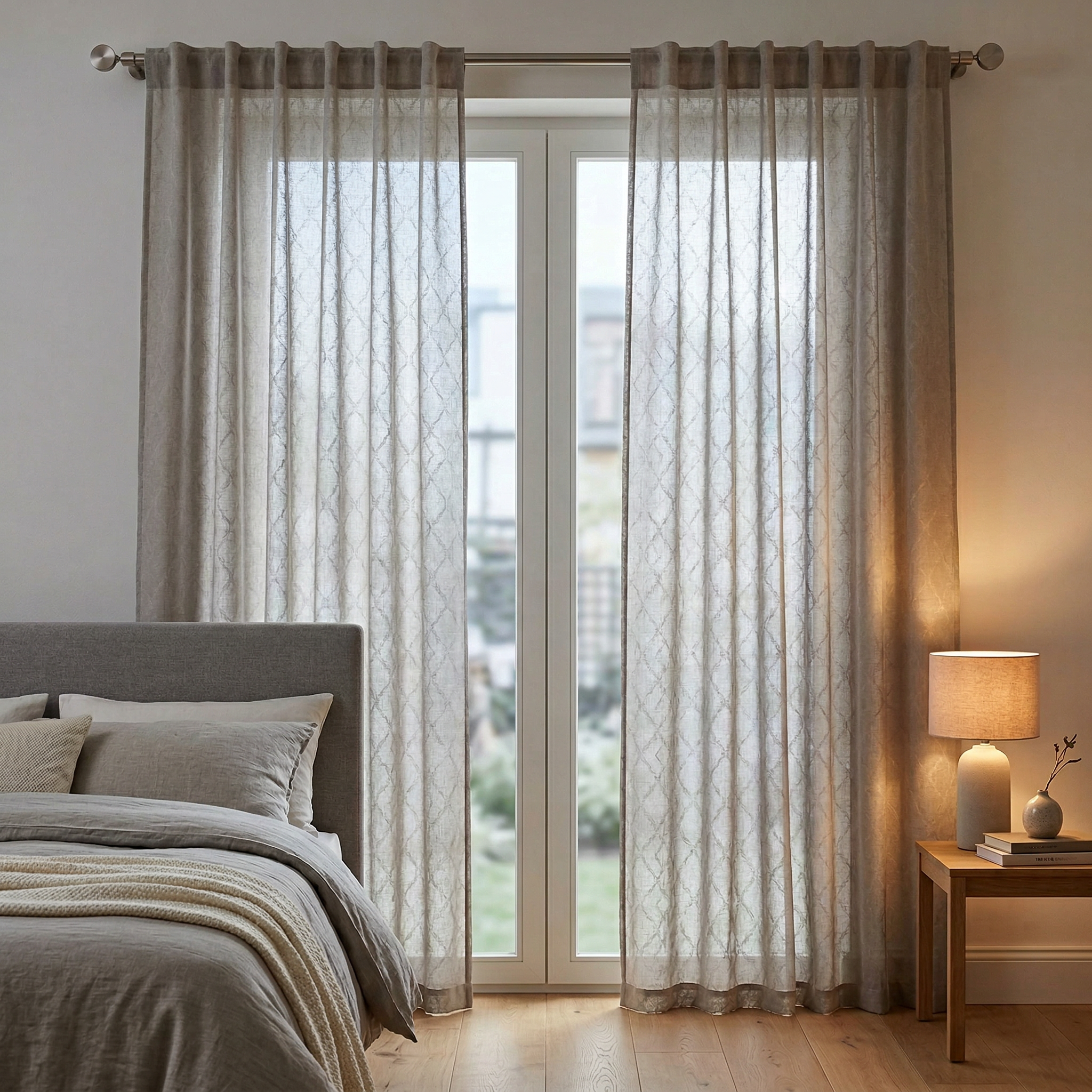 Luxury Stone Grey Textured Pure Linen Curtains