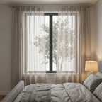 Square Grid Linen Effect Net Curtains