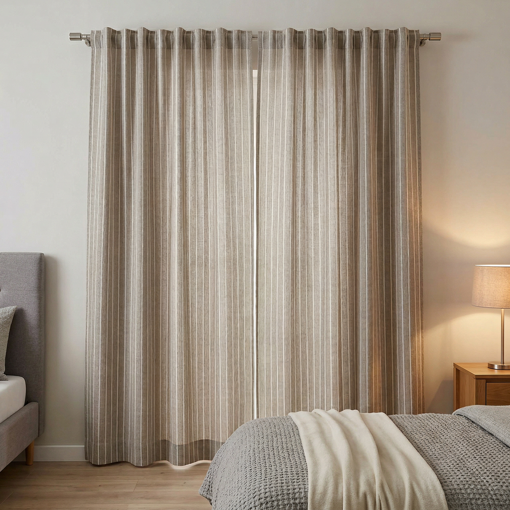 Textured Slub Linen-Cotton Striped Curtain