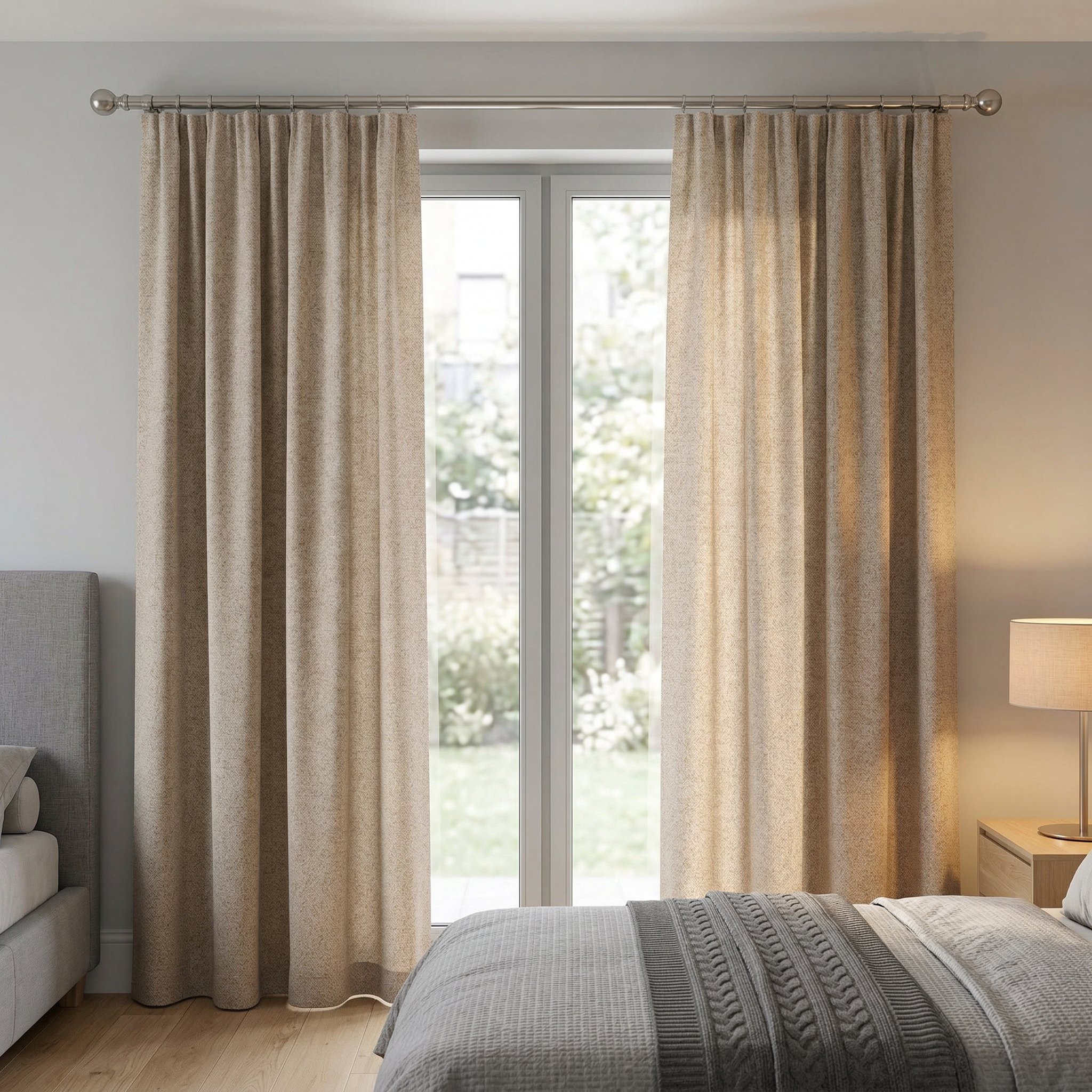Natural Oatmeal Herringbone Linen Blend Cotton Curtains