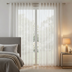 White Linen Effect Tulle Curtains