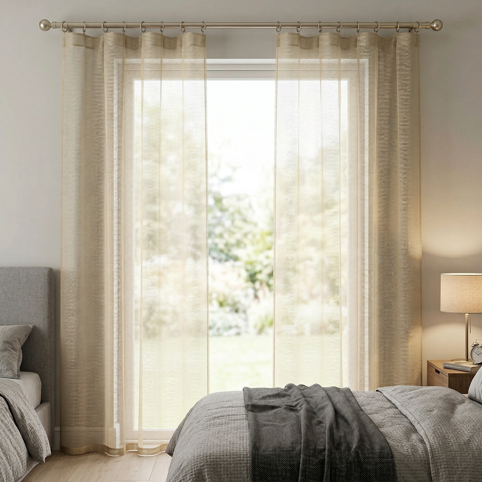 Geometric Open Weave Lattice Net Curtain