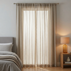Fine Mesh Textured Tulle Semi Sheer Curtain