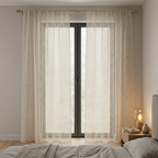 Square Grid Linen Effect Net Curtains