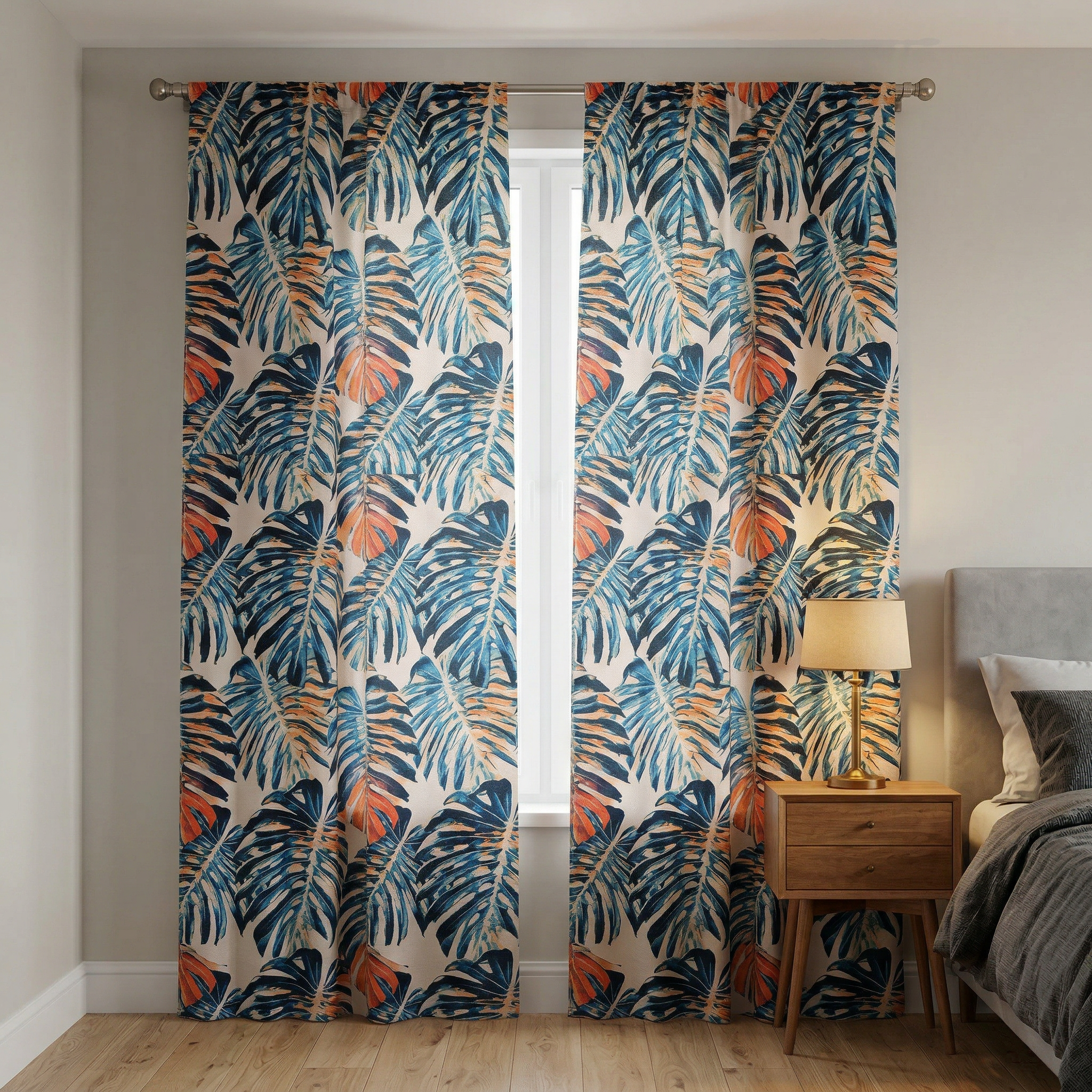 Tropical Monstera Leaf Curtains