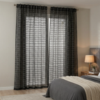 Modern Geometric Net Linen Blend Curtains