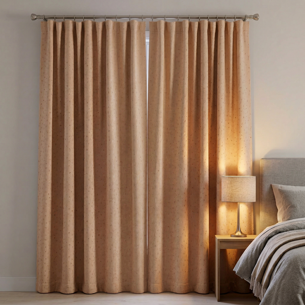 Stone Cream Cotton Linen Tweed Effect Curtain