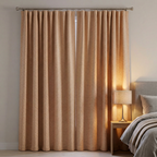 Stone Cream Cotton Linen Tweed Effect Curtain
