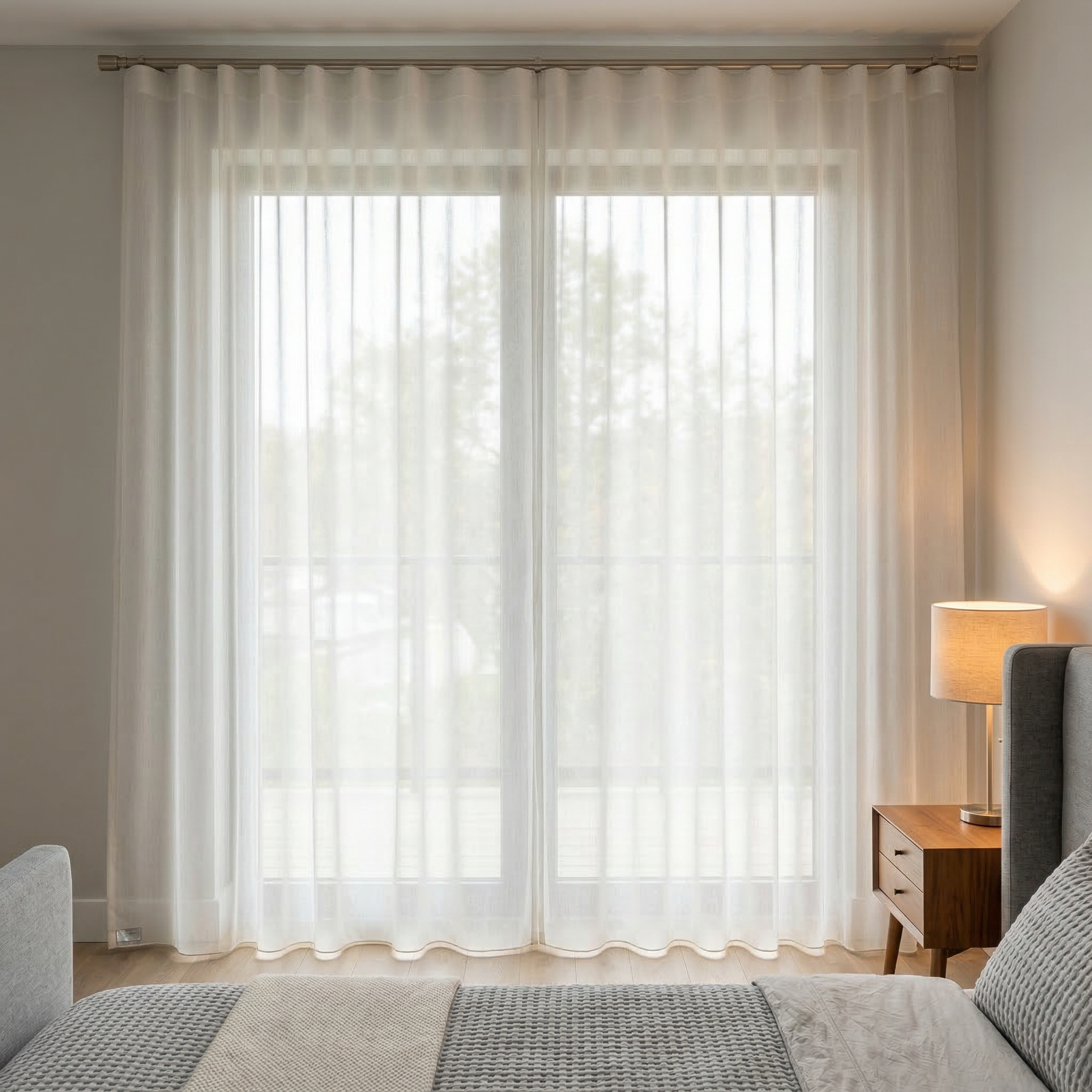 Soft Wave Effect Linen Cotton Sheer Curtains