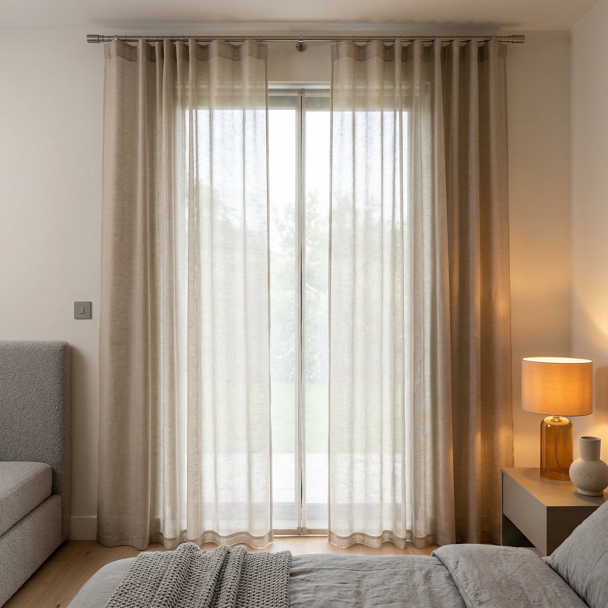 Soft Wave Effect Linen Cotton Sheer Curtains