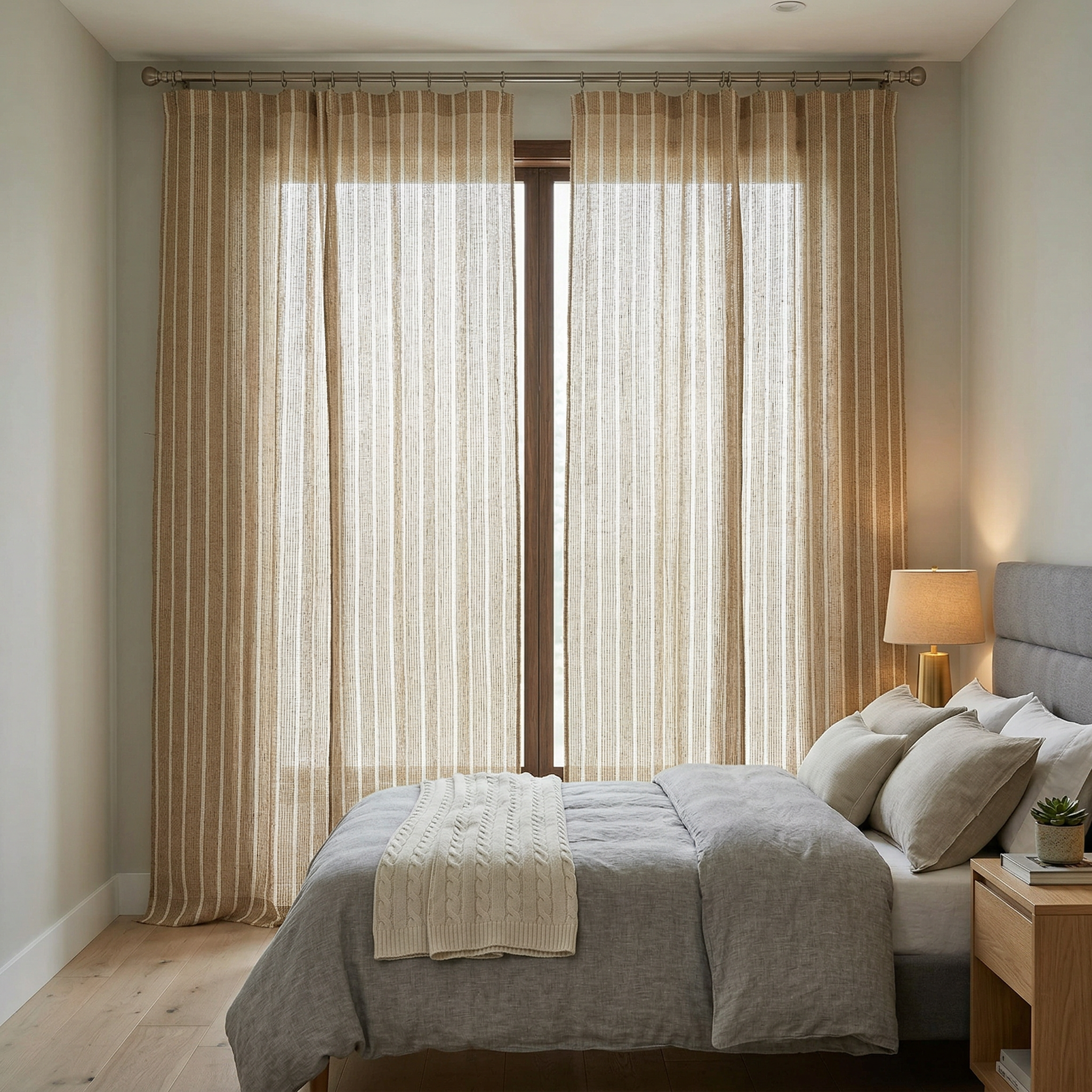 Textured Slub Linen-Cotton Striped Curtain