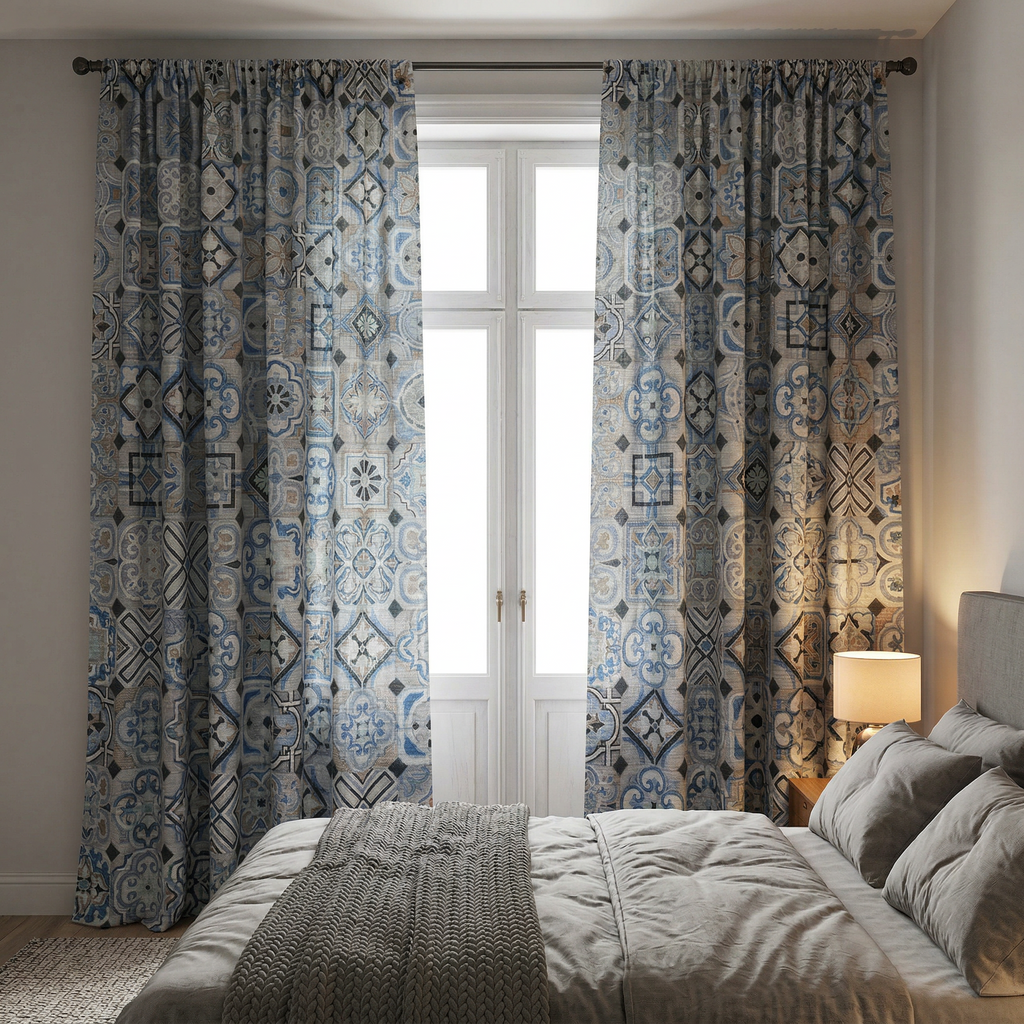 Vintage Terracotta Pattern Curtains