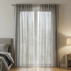 Mink Distressed Slub Tulle Sheer Curtains