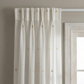 Luxury Off-White Linear Embroidery Sheer Voile Curtains