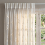 Botanical Leaf Embroidered Voile Curtains