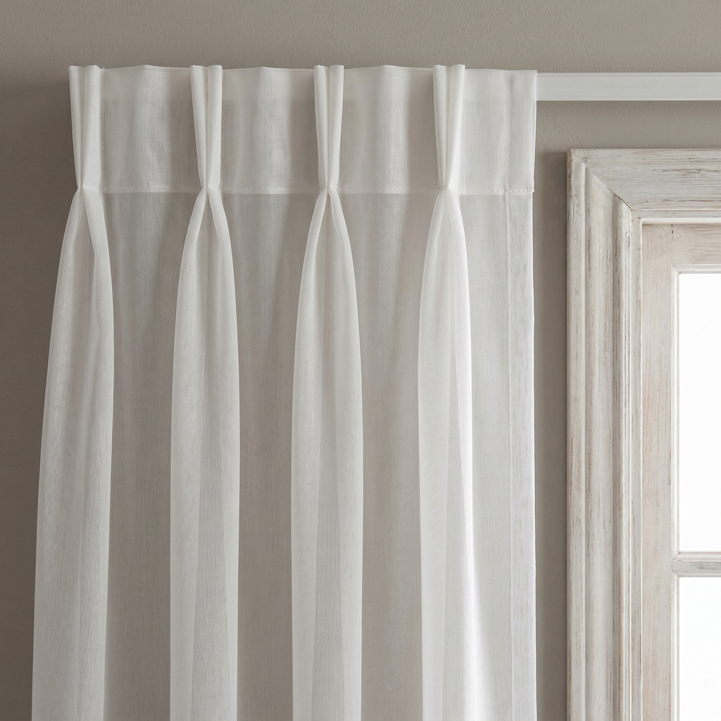 White Textured Slub Sheer Voile Curtains