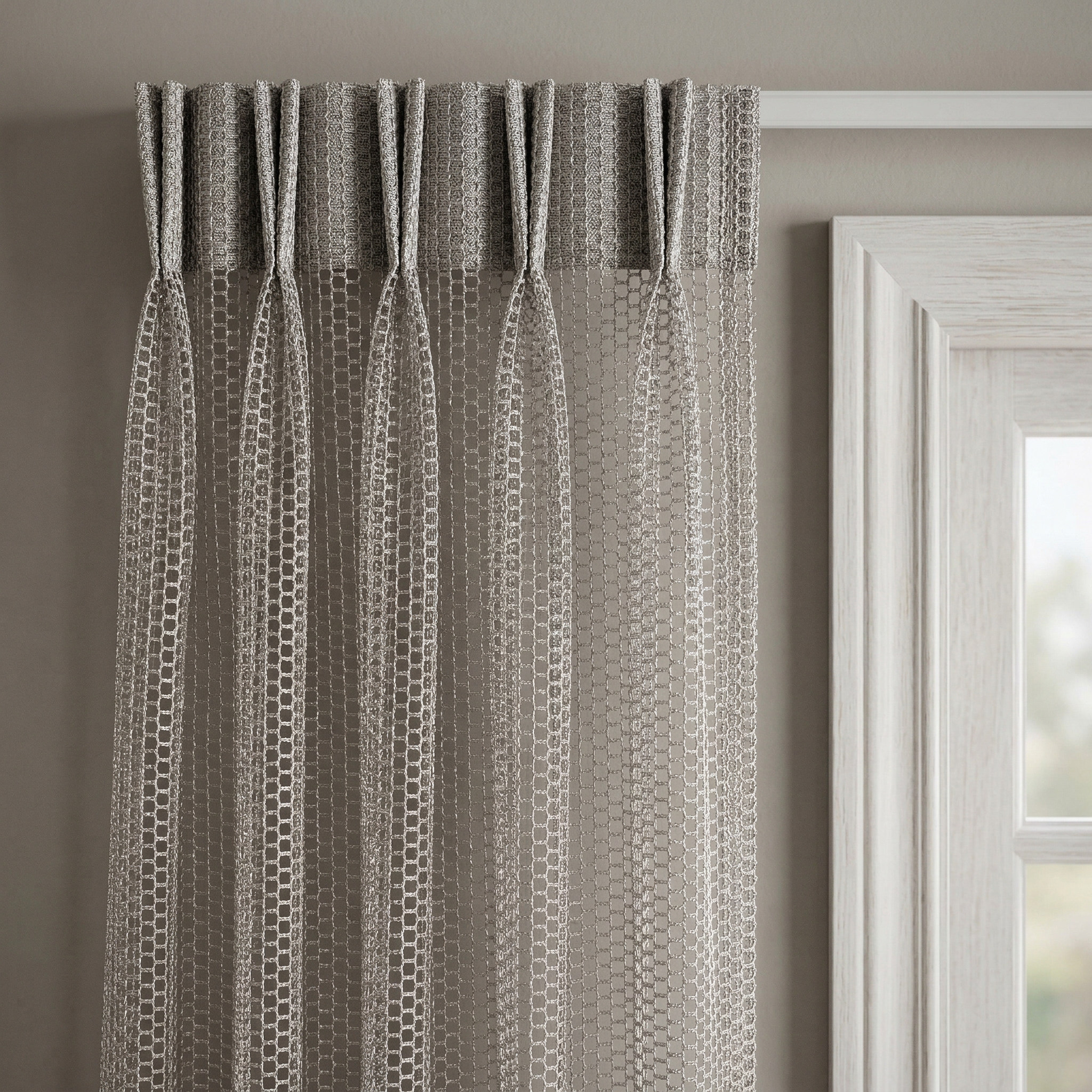 Silver Grey Open Mesh Net Curtains