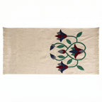 Red Lotus On Linen Table Runner