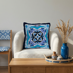 Blue Geometrical Handmade Cushion Cover