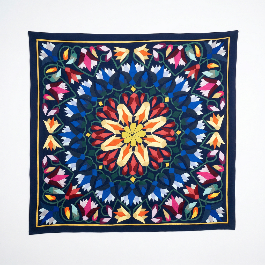 Modern Folk Art Decorative  Patchwork Khayyamian Tapestry