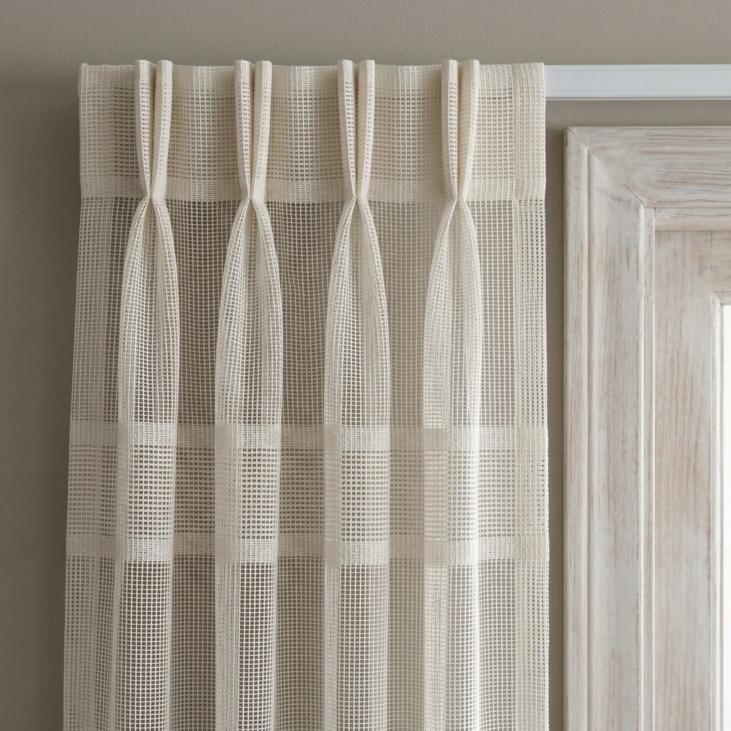 Evelyn Cream Textured Stripe Voile Curtains