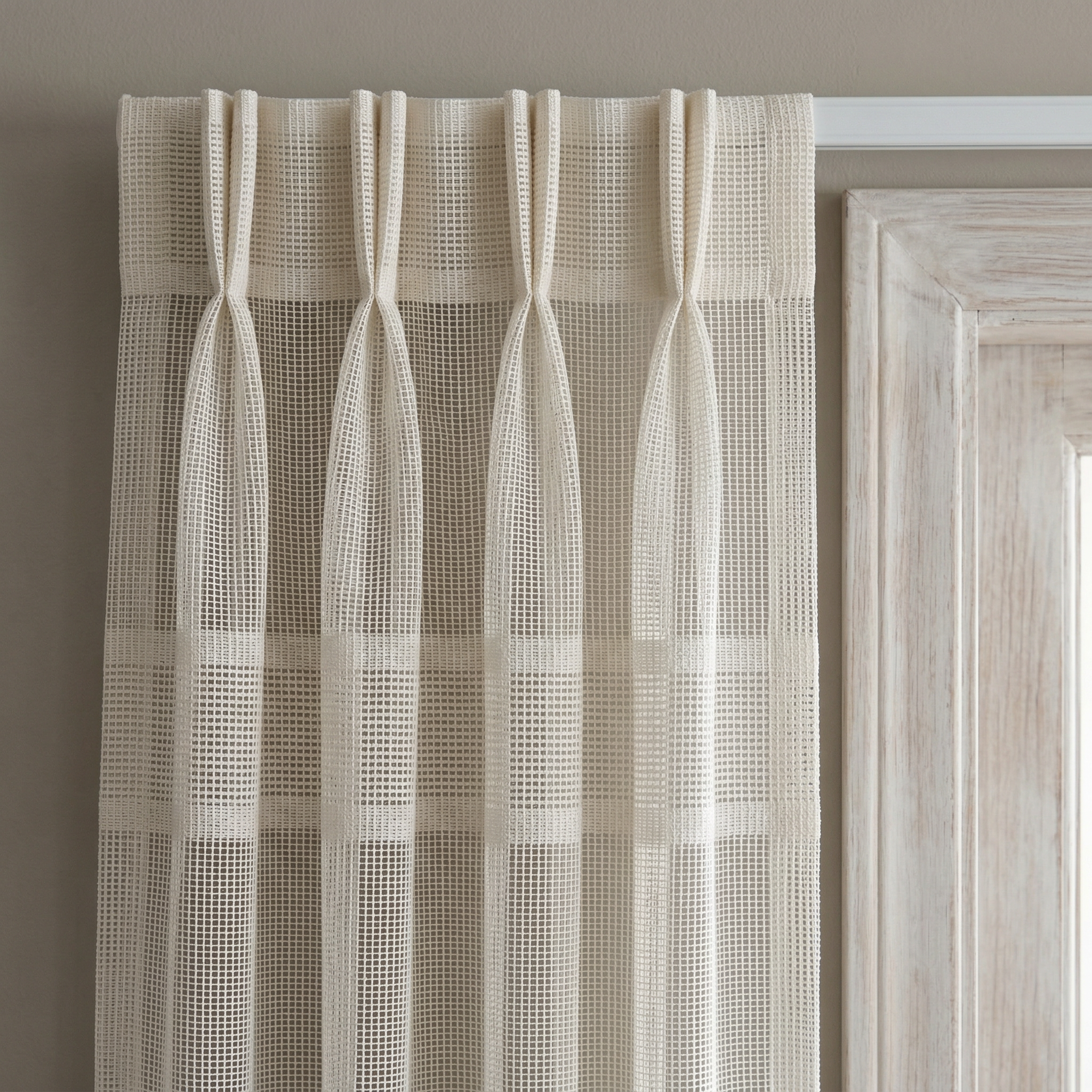 Evelyn Cream Textured Stripe Voile Curtains