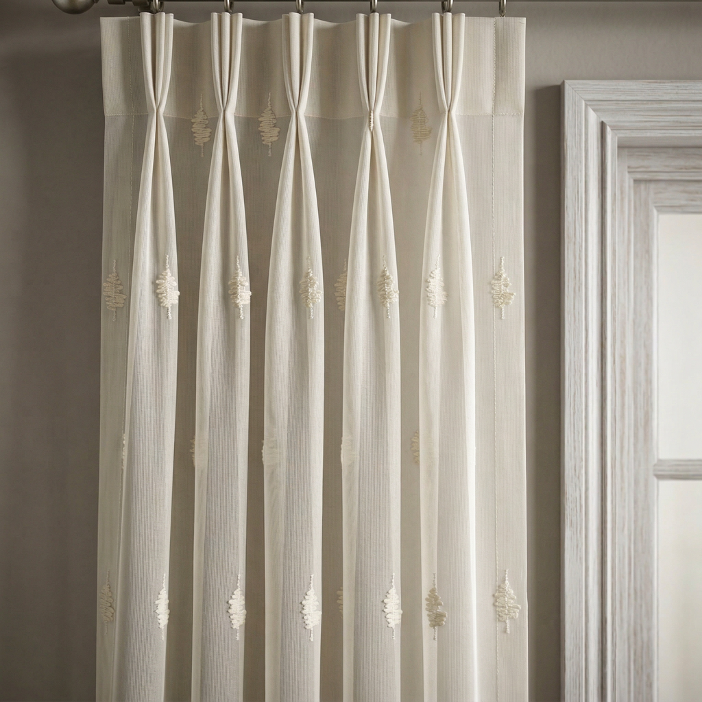 Scalloped Edge Embroidered Tulle Sheer Curtains
