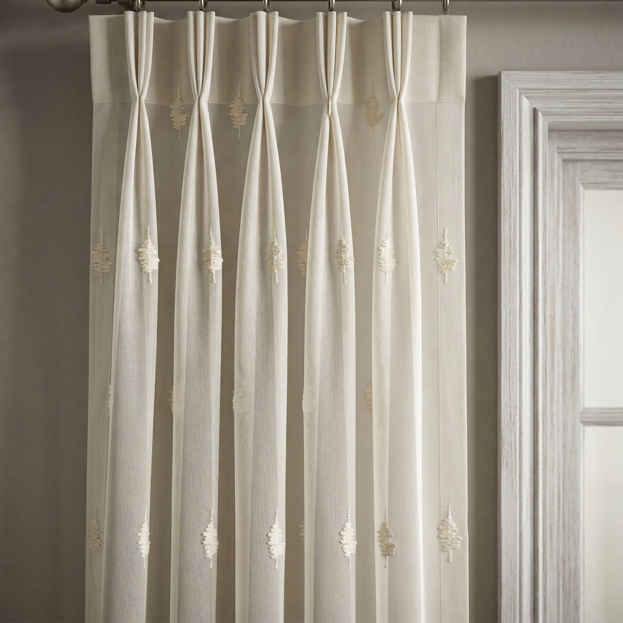 Scalloped Edge Embroidered Tulle Sheer Curtains